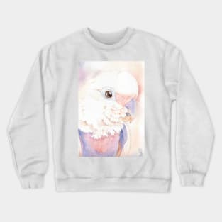 Goffin Tanimbar corella cockatoo watercolor portrait parrot name Buckley Crewneck Sweatshirt